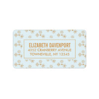 Gold Snowflake Crystals on Frosty Blue - Christmas