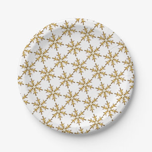 Gold Snowflake Design Paper Plates