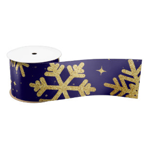 Gold Snowflake Elegance – Holiday Ribbon Satin Ribbon