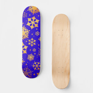 Gold Snowflake Elegance – Holiday Winter Skateboard