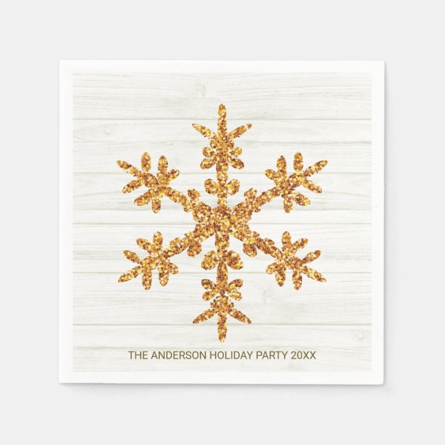 Gold Snowflake Elegant Chic Holiday Party Napkin (Front)