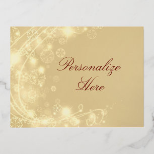 Gold snowflake elegant subtle winter  foil holiday postcard