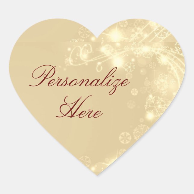 Gold snowflake elegant winter party heart sticker (Front)