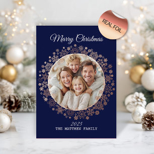 Gold Snowflake Frame Holiday  Card
