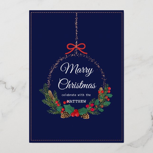 Gold Snowflake Frame Holiday Invitation Card (Front)