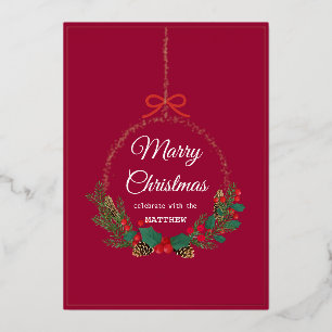 Gold Snowflake Frame Holiday Invitation Card