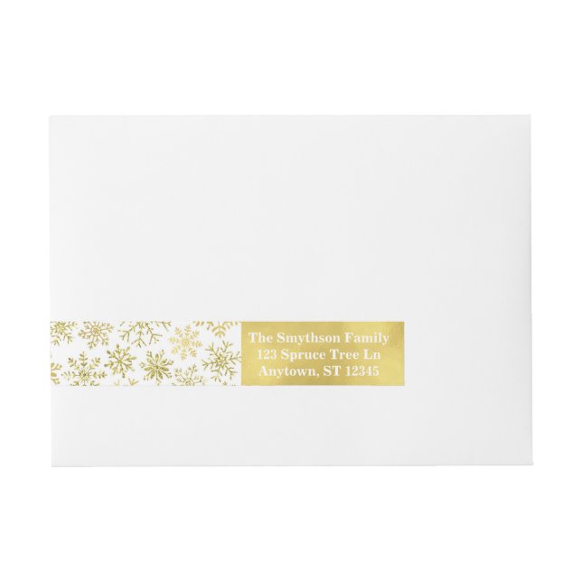 Gold Snowflake Glitter and Foil Address Labels (Front)