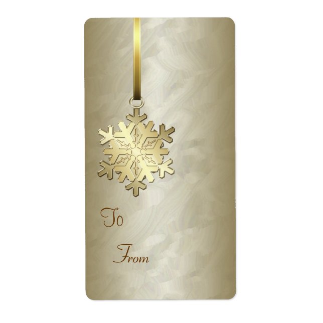 Gold Snowflake Gold Foil Gift Tag Label (Front)