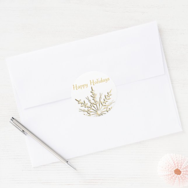 Gold Snowflake Happy Holidays Envelope Seals (Envelope)