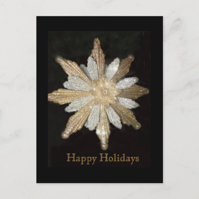 Gold Snowflake Holiday Postcard (Front)