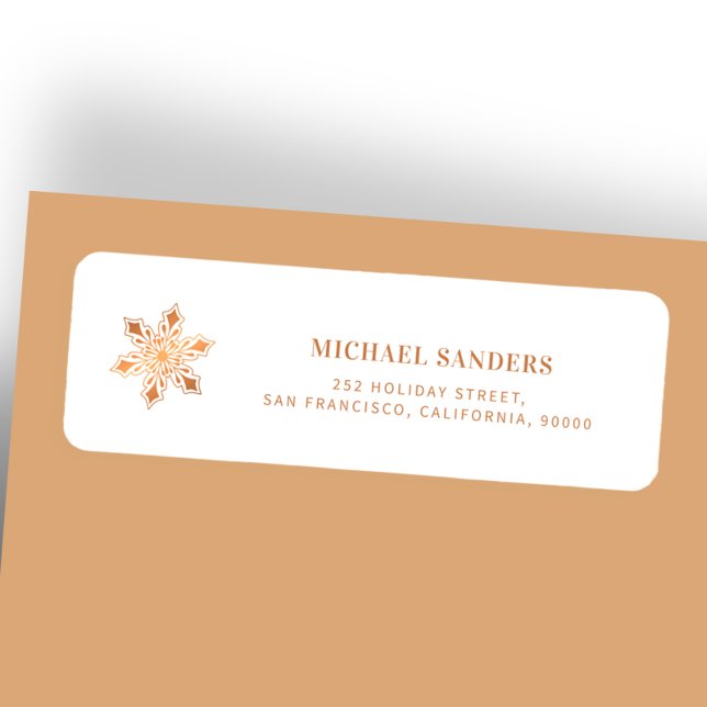 Gold snowflake modern Christmas return address Label (Creator Uploaded)