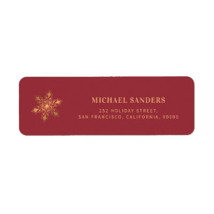 Gold snowflake modern Christmas return address Return Address Label