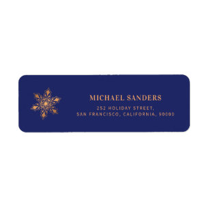 Gold snowflake modern Christmas return address Return Address Label