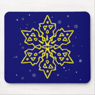 Gold Snowflake Mouse Pad