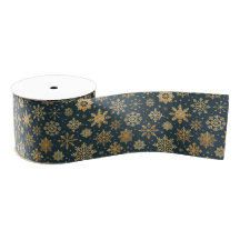 Gold Snowflake on Dark Blue