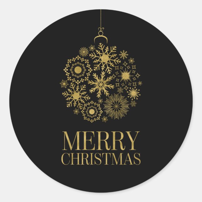 Gold Snowflake Ornament Christmas Holiday Stickers (Front)