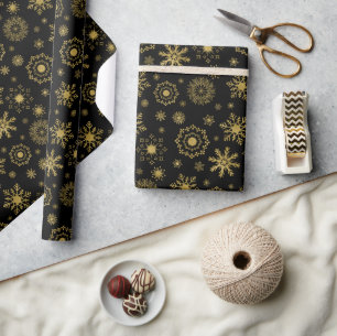 Gold Snowflake Ornament Christmas Wrapping Paper