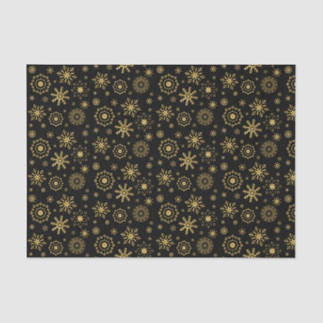 Gold Snowflake Ornament Holiday Tissue Paper (Front)