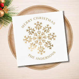 Gold Snowflake Personalised Christmas  Napkin
