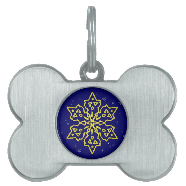 Gold Snowflake Pet Name Tag (Front)