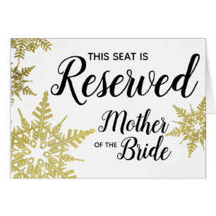 Gold Snowflake Reserved Seat Sign