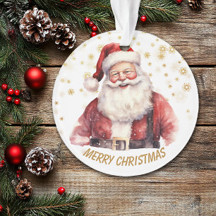 Gold Snowflake Santa Claus Kid's Christmas Ornament