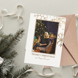 Gold Snowflake Simple Christmas Holiday Card
