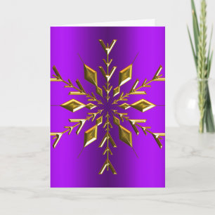 Gold Snowflake Star Purple Christmas Card