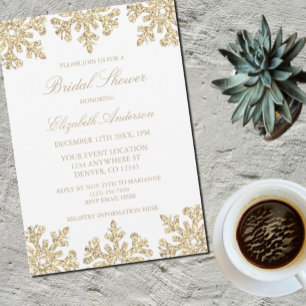 Gold Snowflake Winter Bridal Shower Invitation