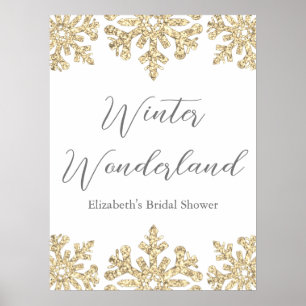 Gold Snowflake Winter Bridal Shower Poster