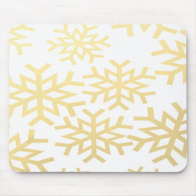 Gold Snowflake Winter Holiday Christmas Pattern Mouse Pad (Front)