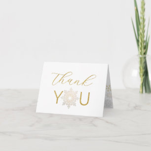 Gold Snowflake Winter Thank You Card