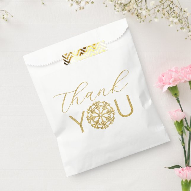 Gold Snowflake Winter Thank You Favour Bags (Sealed)