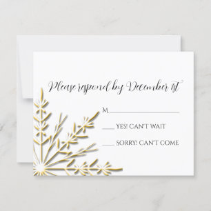 Gold Snowflake Winter Wedding RSVP Card