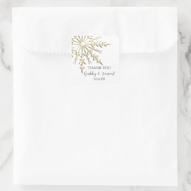 Gold Snowflake Winter Wedding Thank You Favour Tag (Bag)