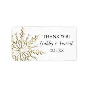Gold Snowflake Winter Wedding Thank You Favour Tag