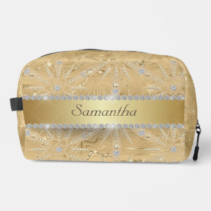 Gold Snowflake With Sparkle Diamond Custom Name Dopp Kit