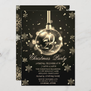 Gold Snowflakes, Christmas Ball 2022 Party Invitation
