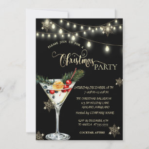 Gold Snowflakes,Christmas Martini Christmas Party  Invitation