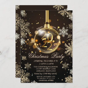 Gold Snowflakes, Christmas Ornament 2022 Company Invitation