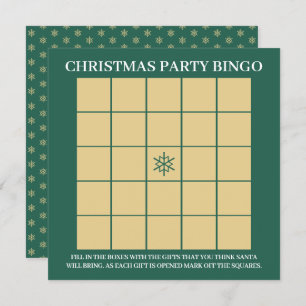 Gold Snowflakes, Christmas Party Bingo Invitation