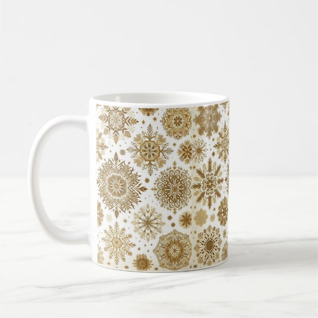 Gold snowflakes coffee mug (Left)