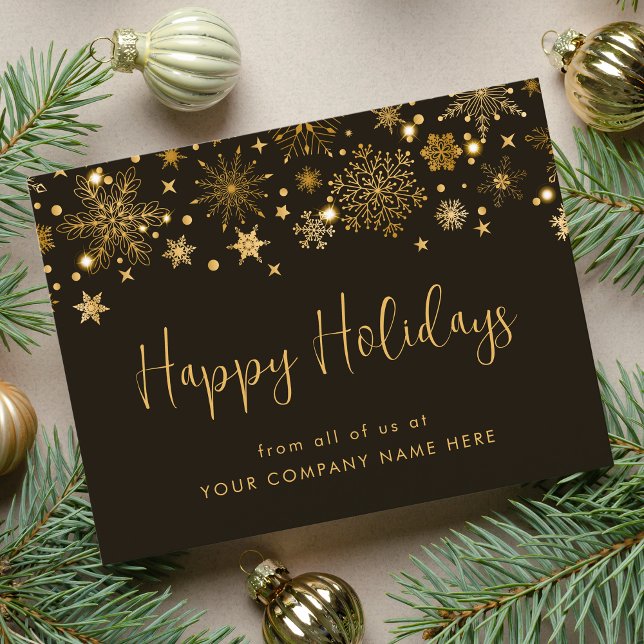 Gold Snowflakes Corporate Christmas Greeting Postcard (Creator Uploaded)