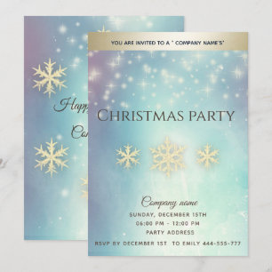 Gold  snowflakes corporate Christmas party   Invit Invitation