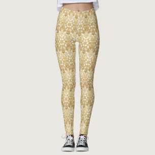 Gold Snowflakes Cute Leggings
