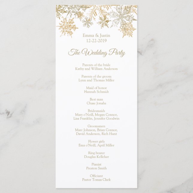 Gold Snowflakes Elegant Winter Christmas Rackcard Program (Front)