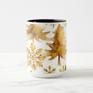 Gold Snowflakes Holiday Trees  Mug
