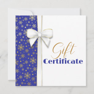 Gold Snowflakes Luxurious Christmas White Bow Blue