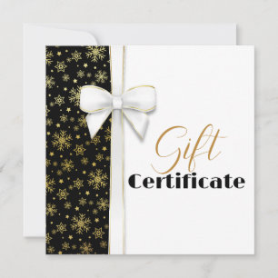 Gold Snowflakes Luxury Christmas White Bow Black