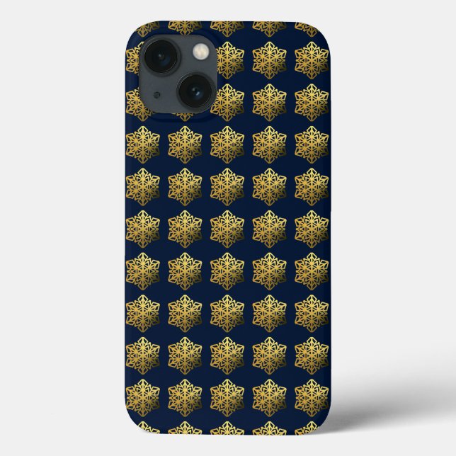 Gold Snowflakes Navy Phone Case (Back)